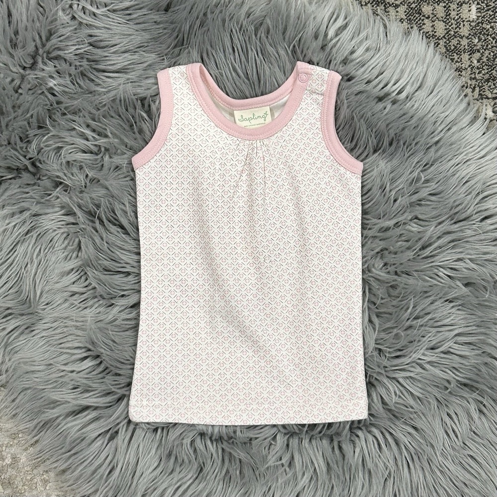 Sapling Girls 100% Organic Cotton Dusty Pink Tank Size 6-12‎ Months